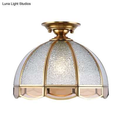 DecorBites™ Clear Water Glass Dome Semi Flush Mount Ceiling Light with 1 Bulb for Hallway Tradition