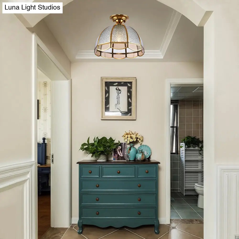 DecorBites™ Clear Water Glass Dome Semi Flush Mount Ceiling Light with 1 Bulb for Hallway Tradition