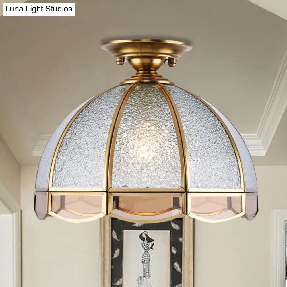 DecorBites™ Clear Water Glass Dome Semi Flush Mount Ceiling Light with 1 Bulb for Hallway Tradition