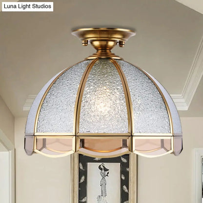 DecorBites™ Clear Water Glass Dome Semi Flush Mount Ceiling Light with 1 Bulb for Hallway Tradition