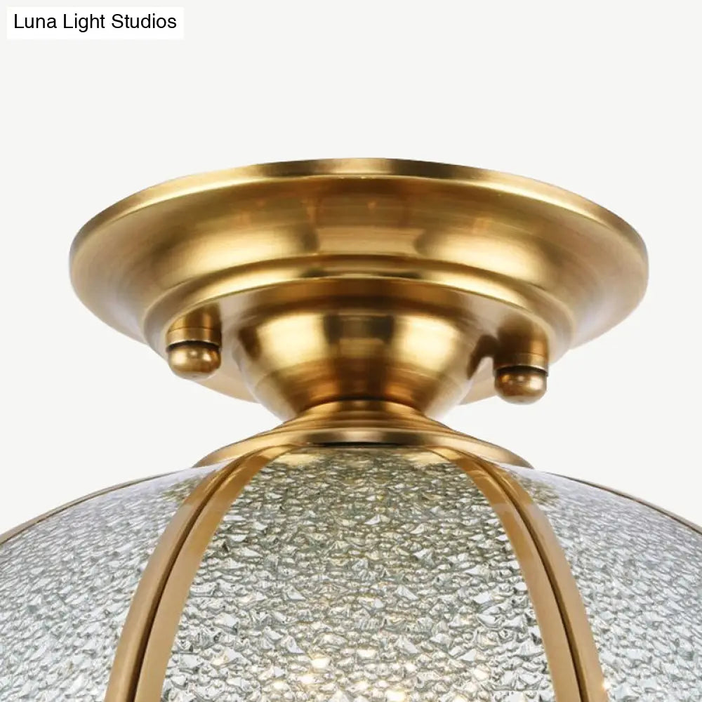 DecorBites™ Clear Water Glass Dome Semi Flush Mount Ceiling Light with 1 Bulb for Hallway Tradition