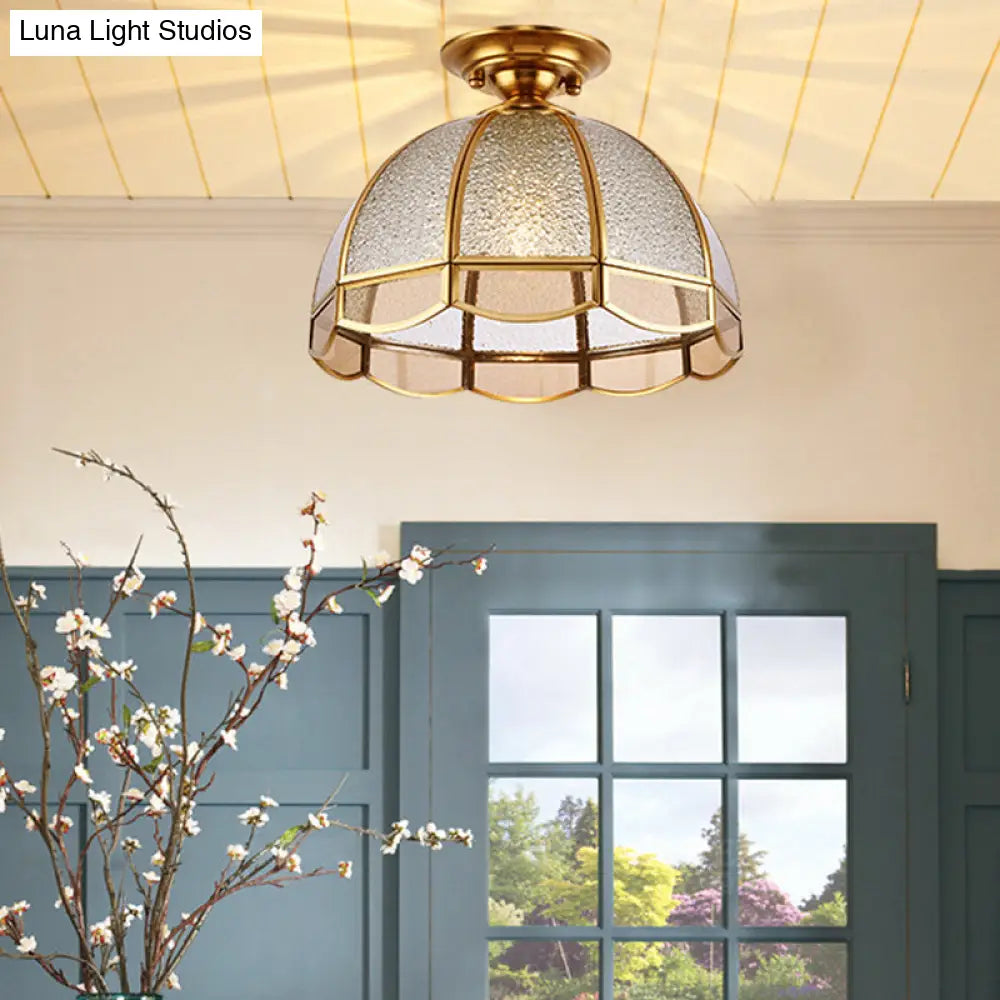 DecorBites™ Clear Water Glass Dome Semi Flush Mount Ceiling Light with 1 Bulb for Hallway Tradition