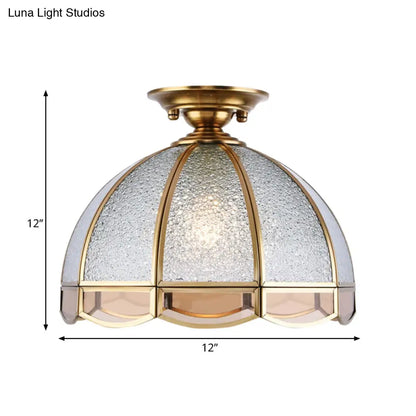 DecorBites™ Clear Water Glass Dome Semi Flush Mount Ceiling Light with 1 Bulb for Hallway Tradition