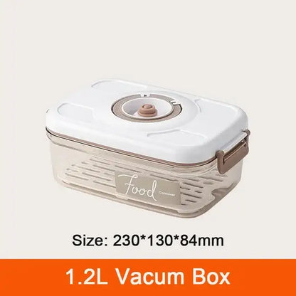 Clear plastic 1.2l decorbites fresh-keeping vacuum canister with white lid and beige sealing ring for kitchen organization