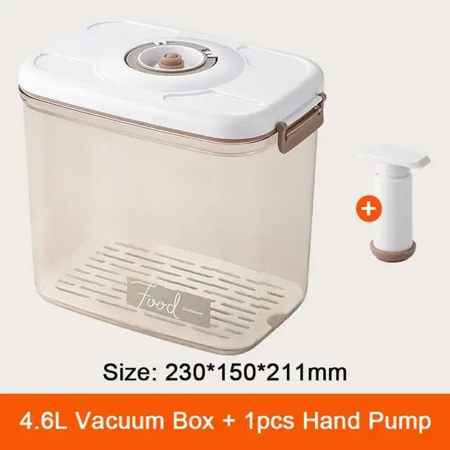 Clear plastic 4.6l decorbites fresh-keeping vacuum canister with white lid and beige accents for kitchen storage