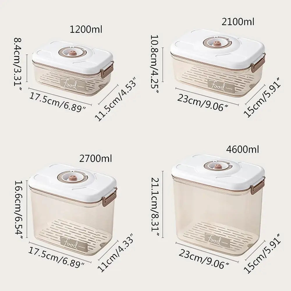 Clear plastic vacuum canister with white lids beige accents and food logo for decorbites fresh-keeping vacuum kitchen organizer