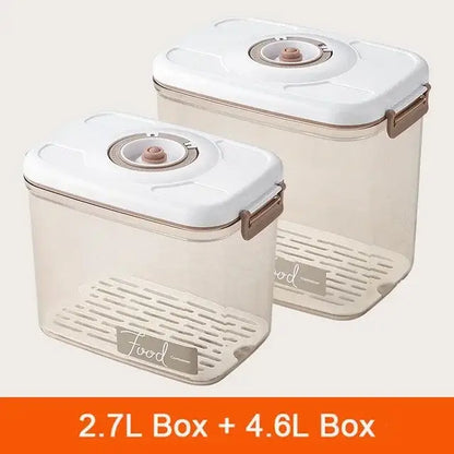 Clear plastic vacuum canister with white lids beige handles and circular seal for decorbites fresh-keeping vacuum use