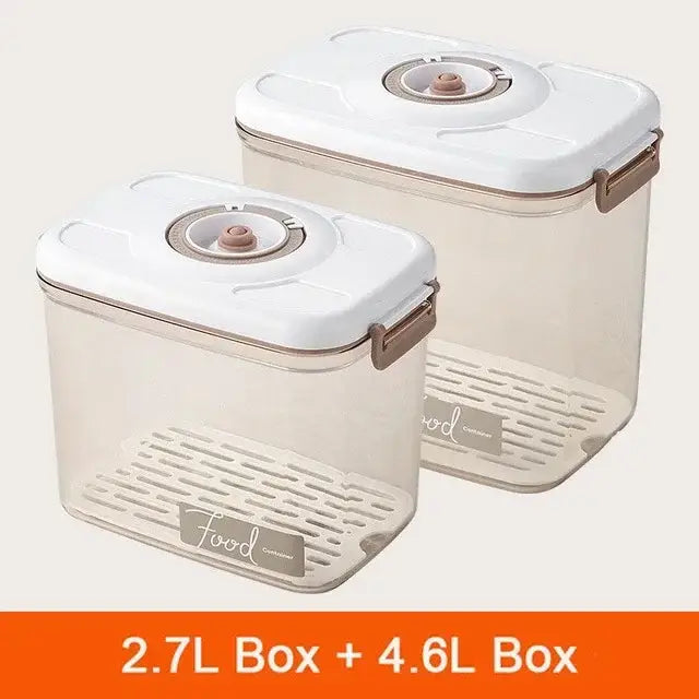 Clear plastic vacuum canister with white lids beige handles and circular seal for decorbites fresh-keeping vacuum use