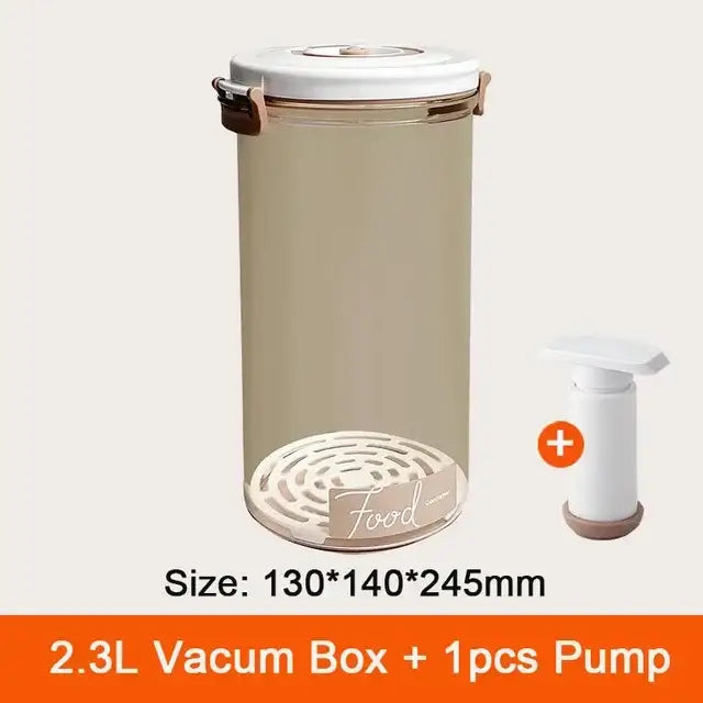 2.3l transparent decorbites fresh-keeping vacuum canister with white lid and pump for kitchen organization