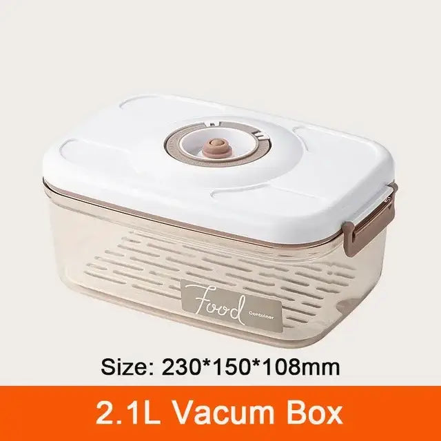 Clear plastic 2.1l decorbites fresh-keeping vacuum canister with white lid and beige sealing knob for kitchen storage
