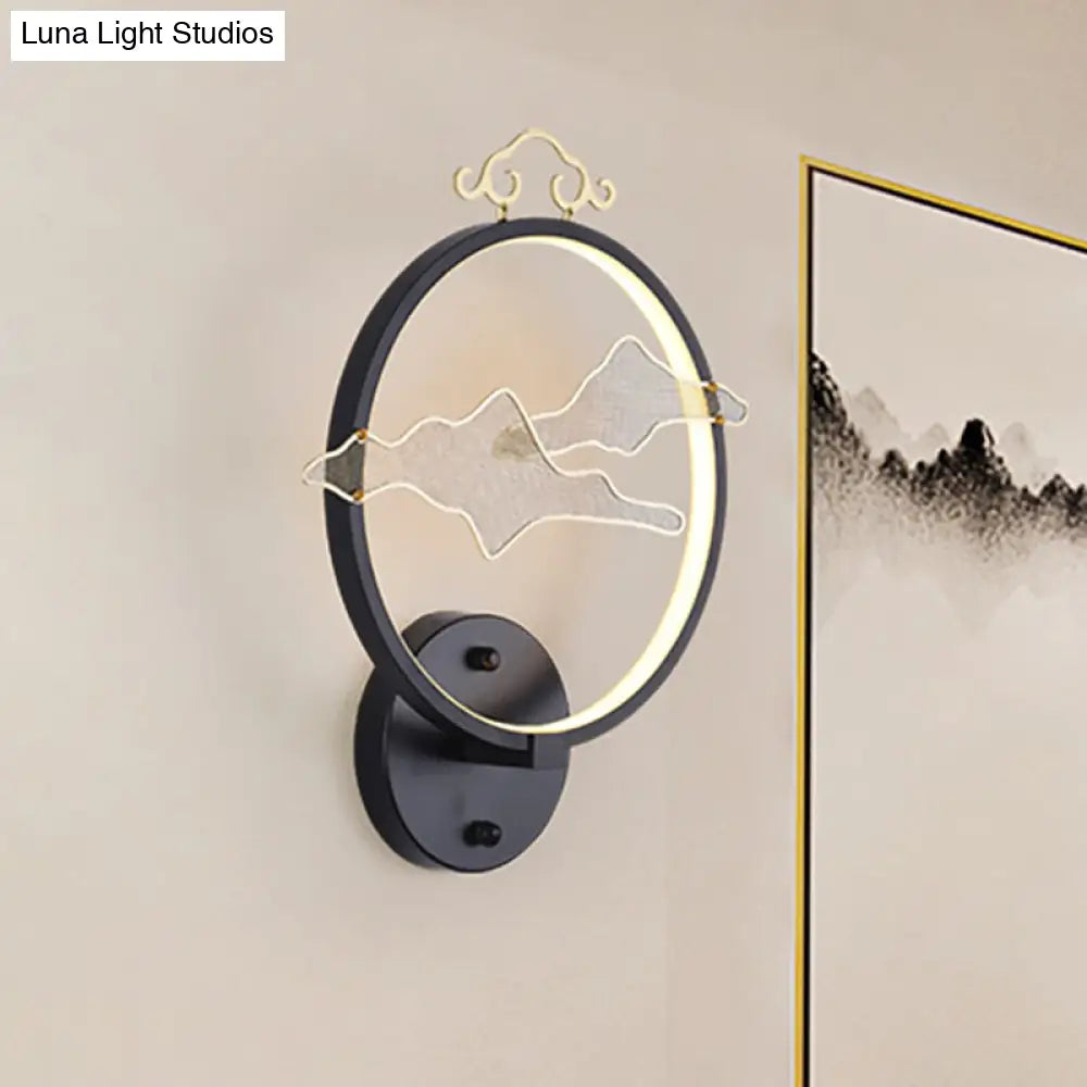 Cloud Aluminum Wall Lamp - Minimalistic Integrated LED Mural Light Fixture in Black for Living Room