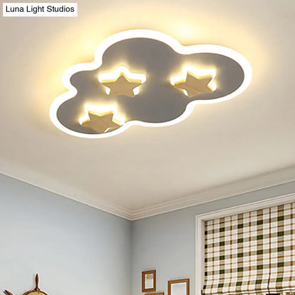 DecorBites™ Cloud and Star Acrylic Flush Mount Ceiling Light for Kids' Bedroom - Art Deco Ceiling Fixture