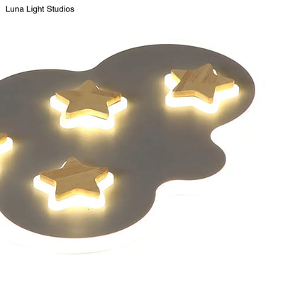 DecorBites™ Cloud and Star Acrylic Flush Mount Ceiling Light for Kids' Bedroom - Art Deco Ceiling Fixture