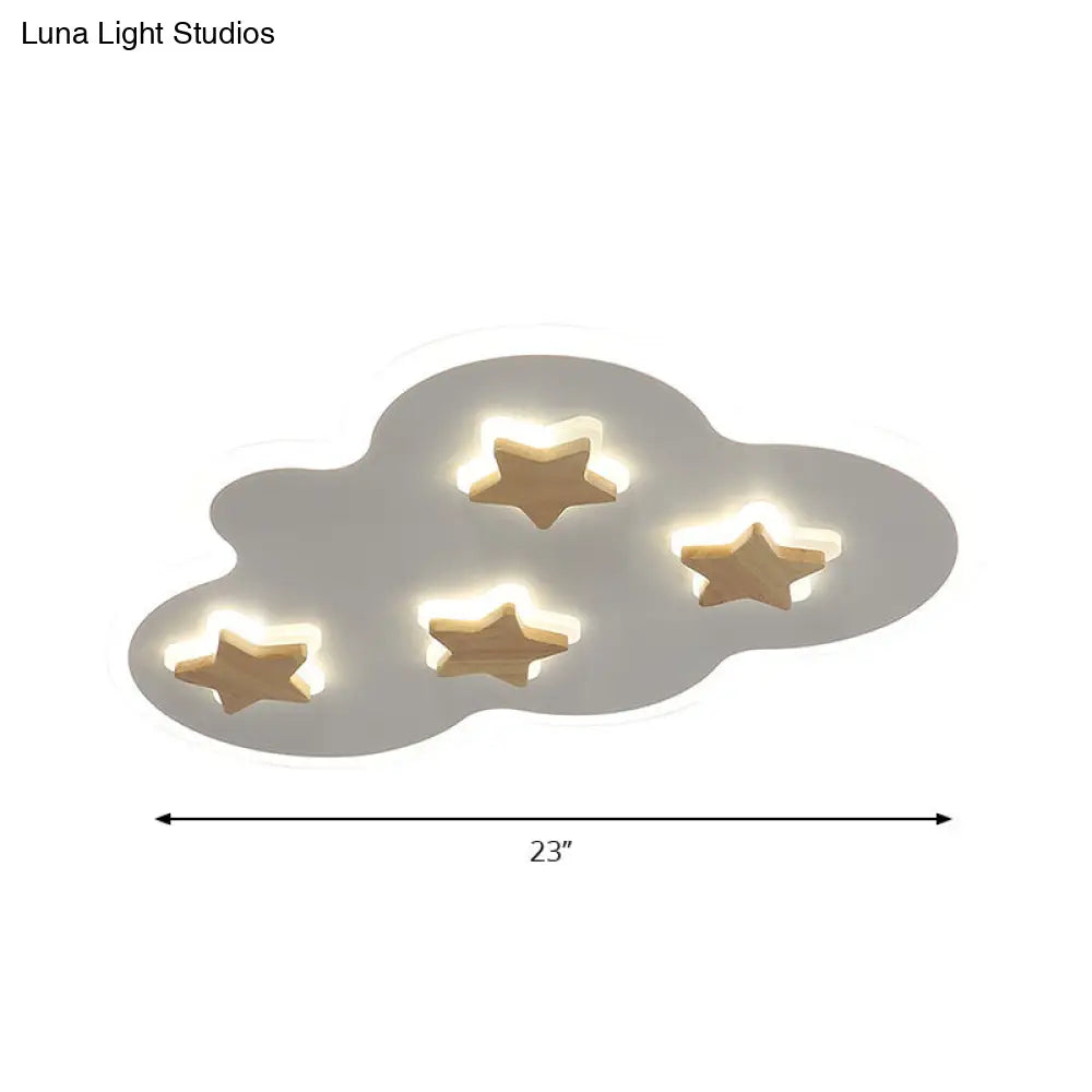 DecorBites™ Cloud and Star Acrylic Flush Mount Ceiling Light for Kids' Bedroom - Art Deco Ceiling Fixture