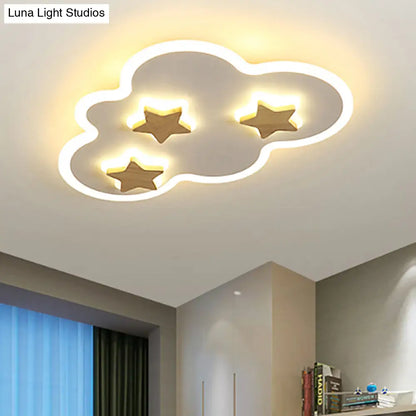DecorBites™ Cloud and Star Acrylic Flush Mount Ceiling Light for Kids' Bedroom - Art Deco Ceiling Fixture