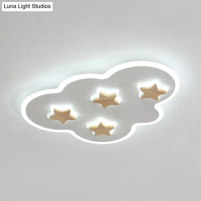DecorBites™ Cloud and Star Acrylic Flush Mount Ceiling Light for Kids' Bedroom - Art Deco Ceiling Fixture