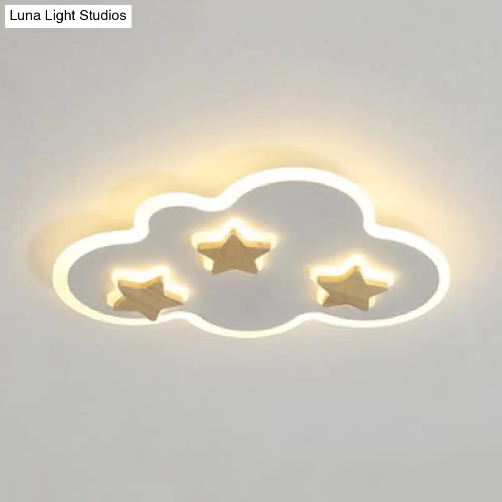 DecorBites™ Cloud and Star Acrylic Flush Mount Ceiling Light for Kids' Bedroom - Art Deco Ceiling Fixture