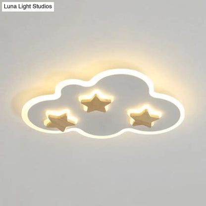 DecorBites™ Cloud and Star Acrylic Flush Mount Ceiling Light for Kids' Bedroom - Art Deco Ceiling Fixture