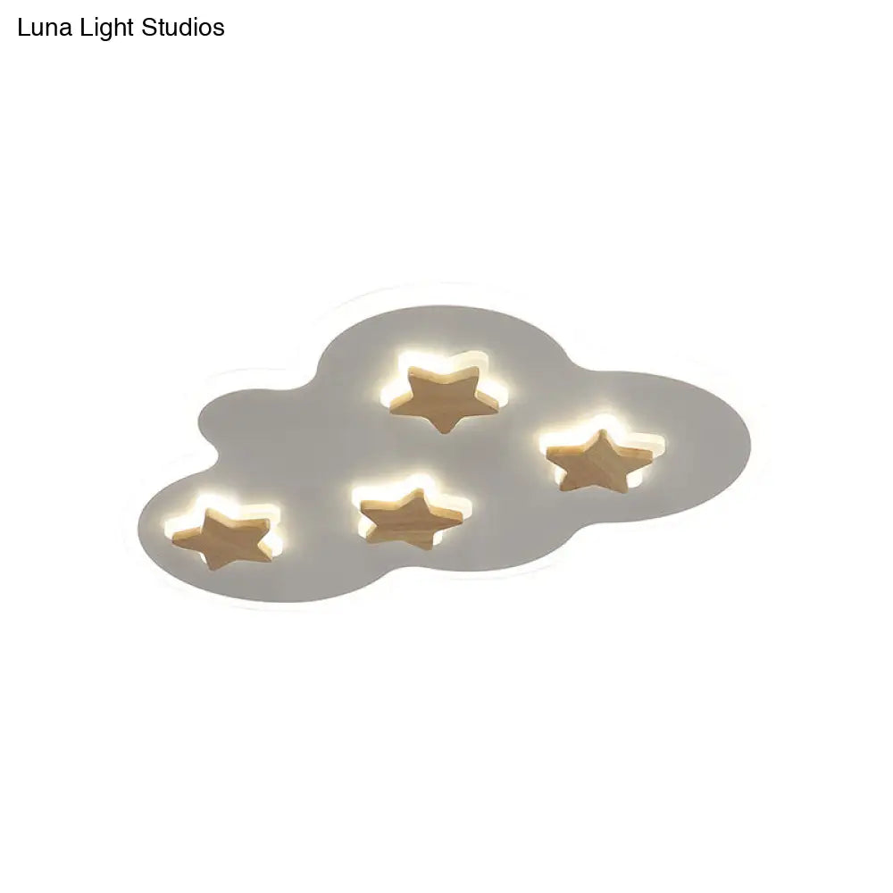 DecorBites™ Cloud and Star Acrylic Flush Mount Ceiling Light for Kids' Bedroom - Art Deco Ceiling Fixture