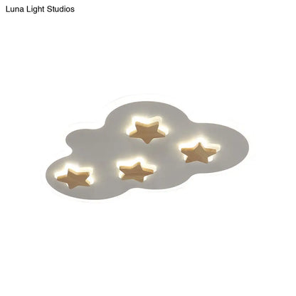 DecorBites™ Cloud and Star Acrylic Flush Mount Ceiling Light for Kids' Bedroom - Art Deco Ceiling Fixture
