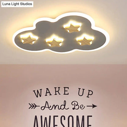 DecorBites™ Cloud and Star Acrylic Flush Mount Ceiling Light for Kids' Bedroom - Art Deco Ceiling Fixture