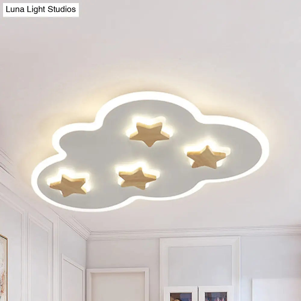 DecorBites™ Cloud and Star Acrylic Flush Mount Ceiling Light for Kids' Bedroom - Art Deco Ceiling Fixture