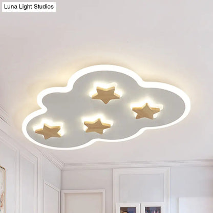 DecorBites™ Cloud and Star Acrylic Flush Mount Ceiling Light for Kids' Bedroom - Art Deco Ceiling Fixture