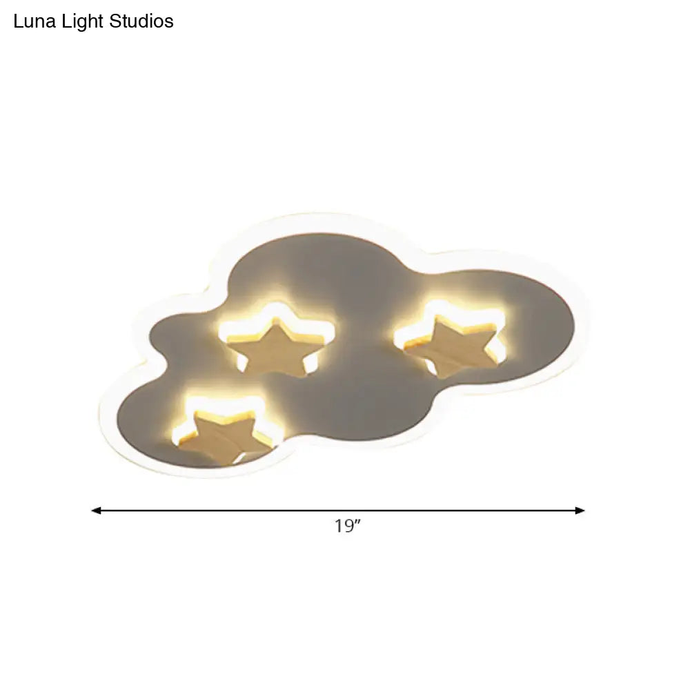 DecorBites™ Cloud and Star Acrylic Flush Mount Ceiling Light for Kids' Bedroom - Art Deco Ceiling Fixture