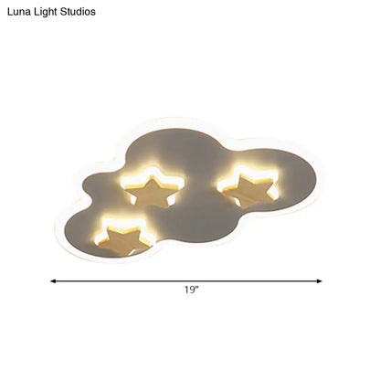 DecorBites™ Cloud and Star Acrylic Flush Mount Ceiling Light for Kids' Bedroom - Art Deco Ceiling Fixture