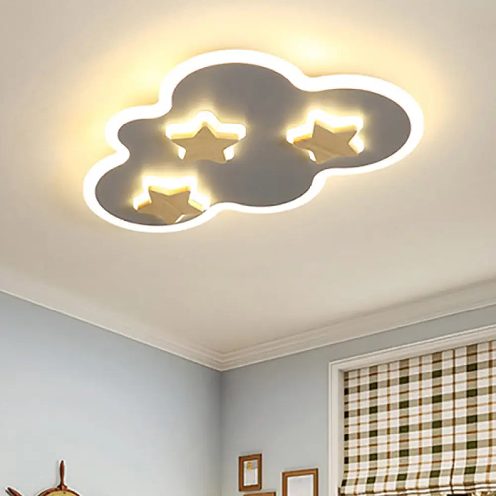 DecorBites™ Cloud and Star Acrylic Flush Mount Ceiling Light for Kids' Bedroom - Art Deco Ceiling Fixture