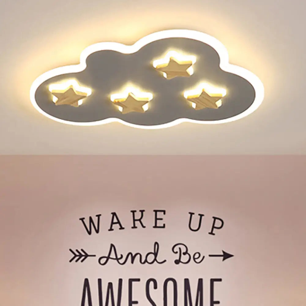 DecorBites™ Cloud and Star Acrylic Flush Mount Ceiling Light for Kids' Bedroom - Art Deco Ceiling Fixture