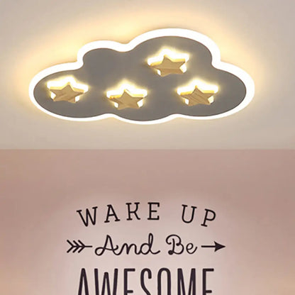 DecorBites™ Cloud and Star Acrylic Flush Mount Ceiling Light for Kids' Bedroom - Art Deco Ceiling Fixture