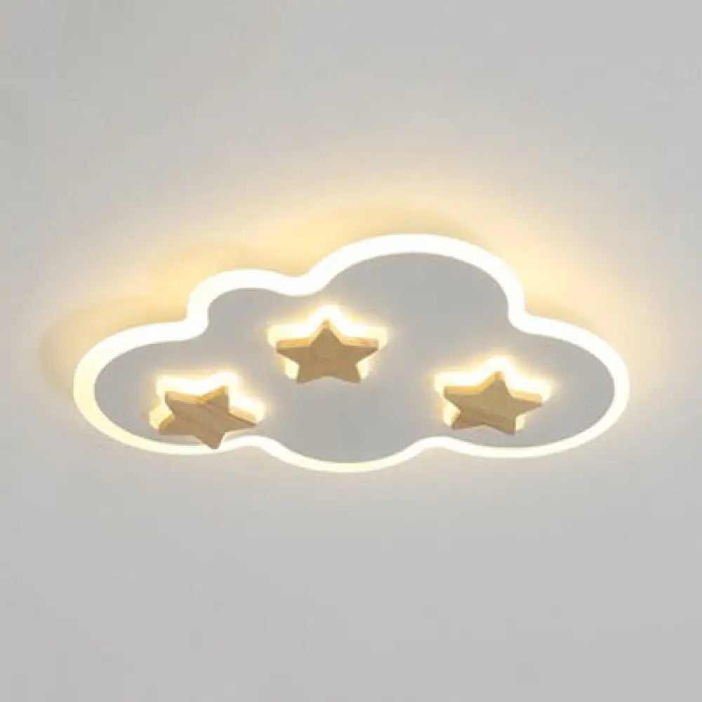 DecorBites™ Cloud and Star Acrylic Flush Mount Ceiling Light for Kids' Bedroom - Art Deco Ceiling Fixture