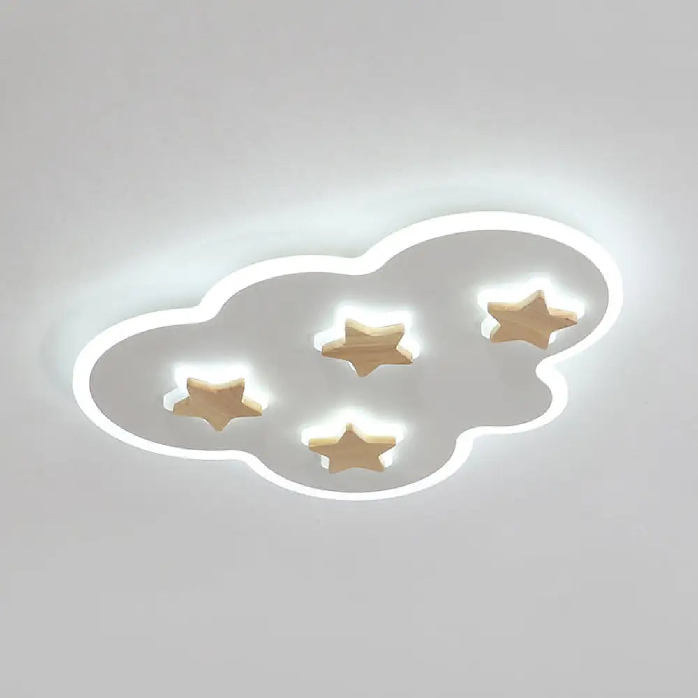 DecorBites™ Cloud and Star Acrylic Flush Mount Ceiling Light for Kids' Bedroom - Art Deco Ceiling Fixture