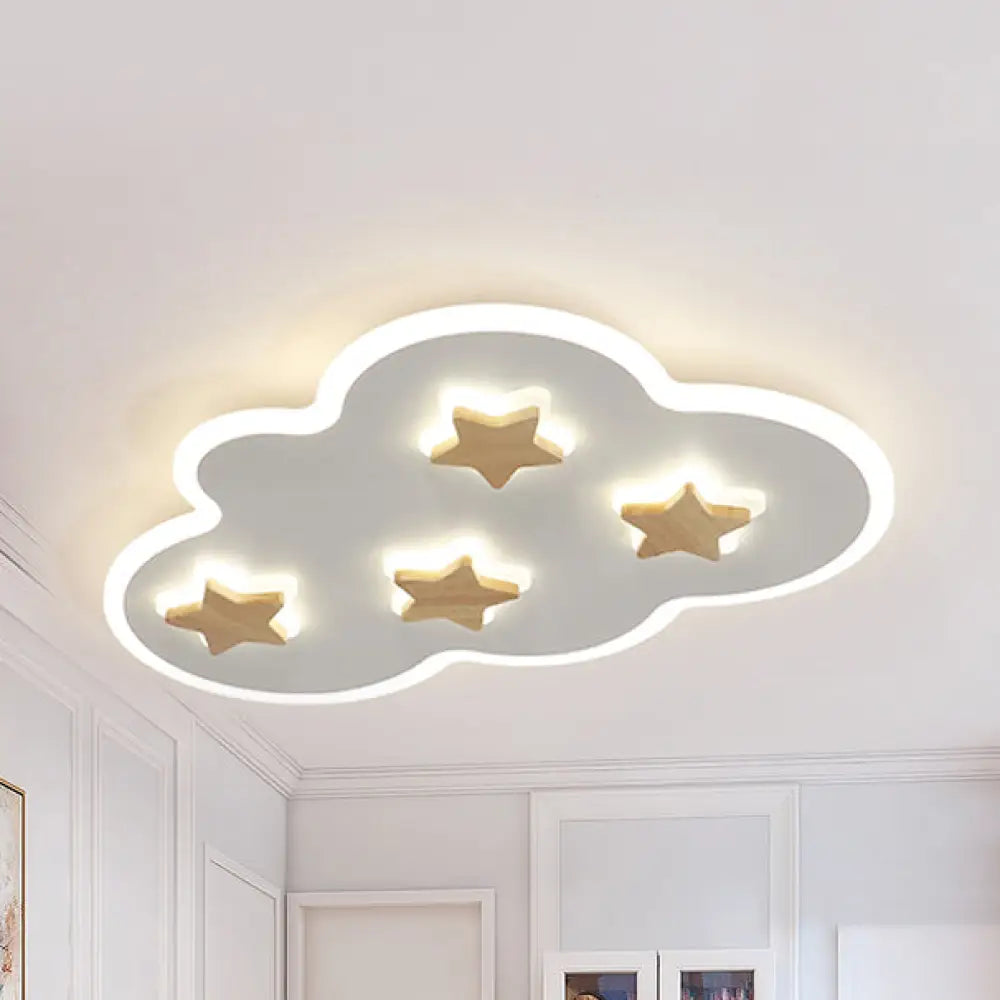 DecorBites™ Cloud and Star Acrylic Flush Mount Ceiling Light for Kids' Bedroom - Art Deco Ceiling Fixture