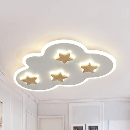 DecorBites™ Cloud and Star Acrylic Flush Mount Ceiling Light for Kids' Bedroom - Art Deco Ceiling Fixture
