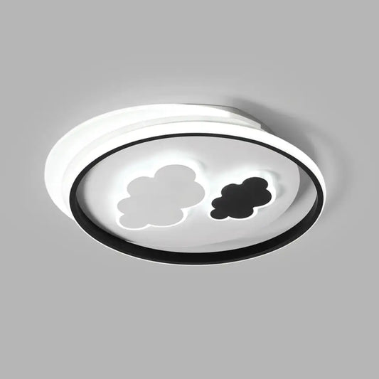 DecorBites™ DecorBites™ Cloud Child LED Flush Mount Ceiling Light - Minimalistic Acrylic Fixture, Black-White