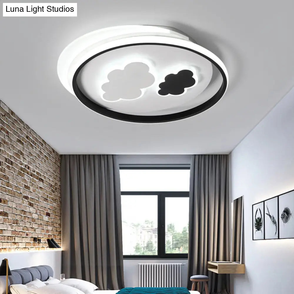 DecorBites™ DecorBites™ Cloud Child LED Flush Mount Ceiling Light - Minimalistic Acrylic Fixture, Black-White