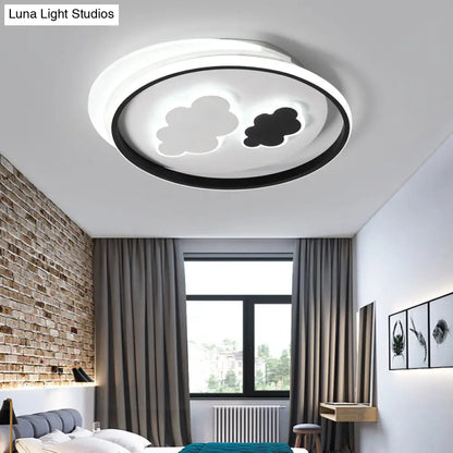 DecorBites™ DecorBites™ Cloud Child LED Flush Mount Ceiling Light - Minimalistic Acrylic Fixture, Black-White