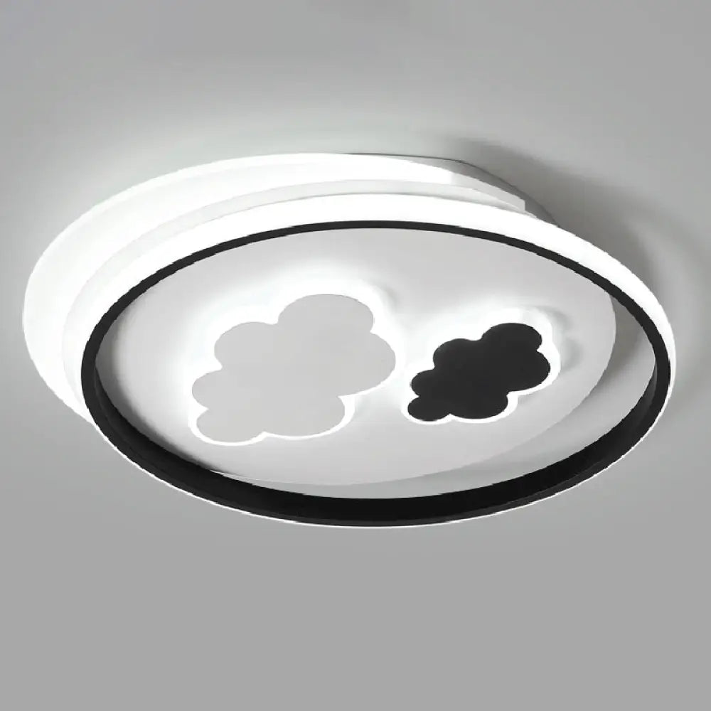 DecorBites™ DecorBites™ Cloud Child LED Flush Mount Ceiling Light - Minimalistic Acrylic Fixture, Black-White