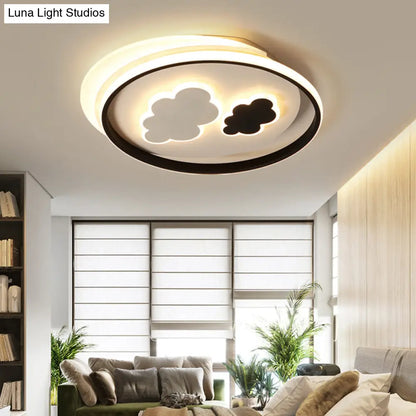 DecorBites™ DecorBites™ Cloud Child LED Flush Mount Ceiling Light - Minimalistic Acrylic Fixture, Black-White