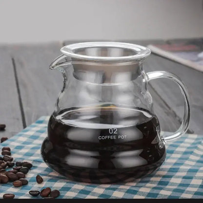 Clear glass coffee kettle with silver handle marked 02 coffee pot by decorbites cloud glass for precise brewing