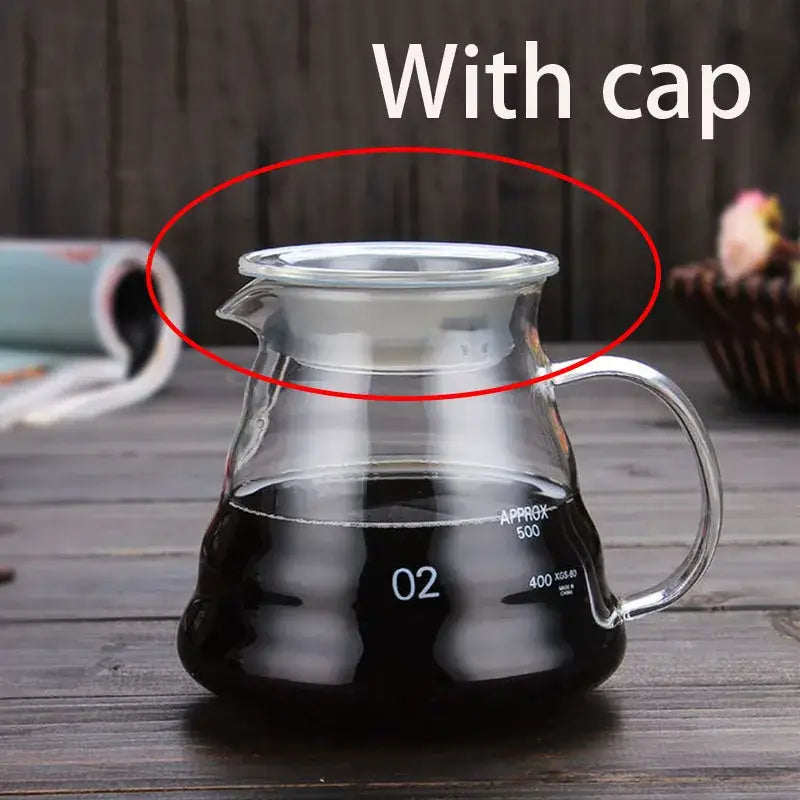 Clear glass coffee carafe with matching lid and measurement markings for decorbites cloud glass coffee kettle