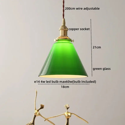 Green glass ceramic led pendant light with brass copper socket and adjustable wire for dining room decorbites ceramic led