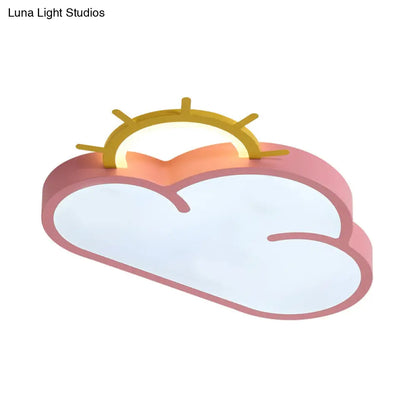 DecorBites™ Cloud Shade Kids Room LED Flush Mount Ceiling Light: Cartoon Style Blue/Pink Acrylic Fixture in Warm/White Light