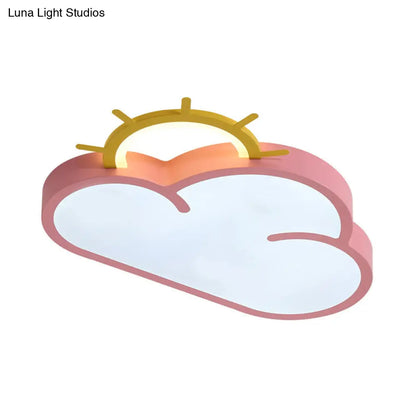 DecorBites™ Cloud Shade Kids Room LED Flush Mount Ceiling Light: Cartoon Style Blue/Pink Acrylic Fixture in Warm/White Light
