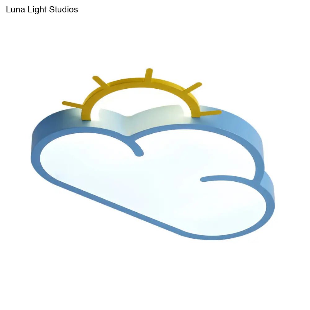 DecorBites™ Cloud Shade Kids Room LED Flush Mount Ceiling Light: Cartoon Style Blue/Pink Acrylic Fixture in Warm/White Light