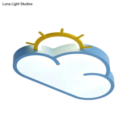 DecorBites™ Cloud Shade Kids Room LED Flush Mount Ceiling Light: Cartoon Style Blue/Pink Acrylic Fixture in Warm/White Light