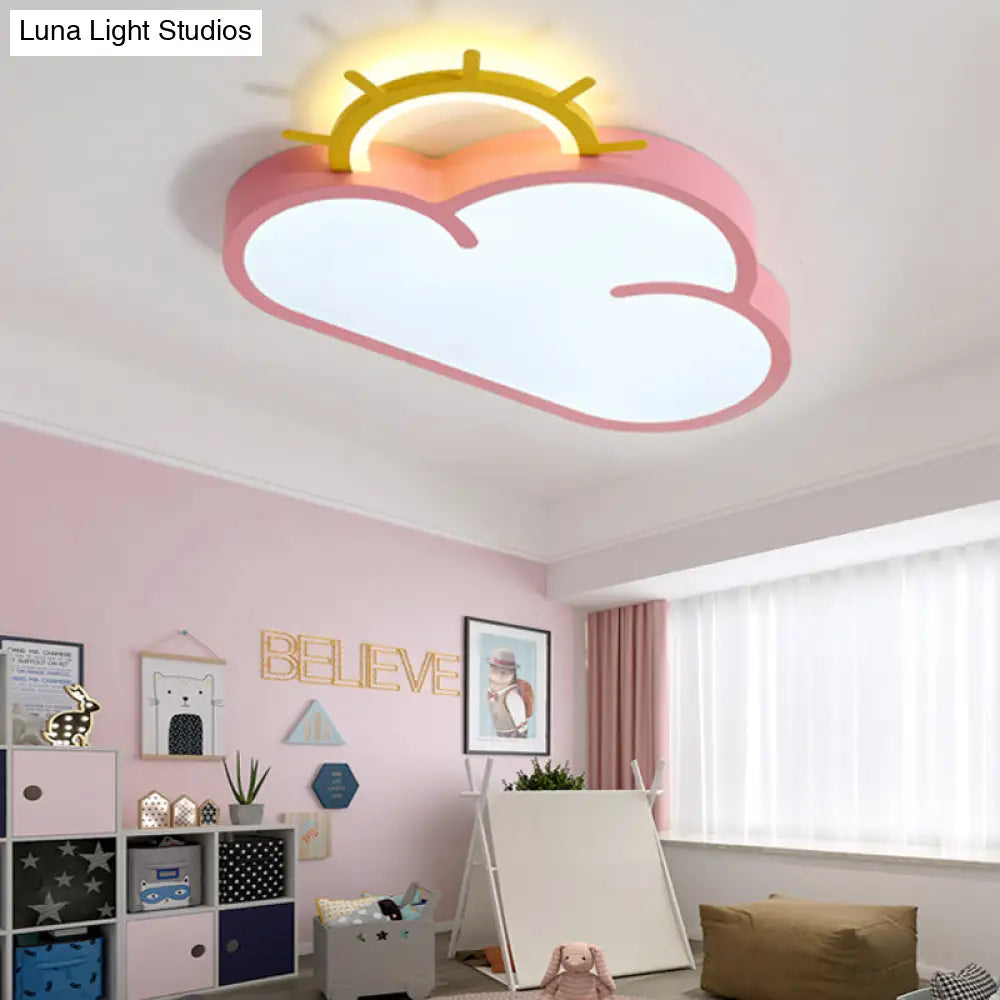 DecorBites™ Cloud Shade Kids Room LED Flush Mount Ceiling Light: Cartoon Style Blue/Pink Acrylic Fixture in Warm/White Light