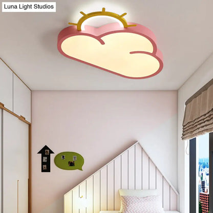DecorBites™ Cloud Shade Kids Room LED Flush Mount Ceiling Light: Cartoon Style Blue/Pink Acrylic Fixture in Warm/White Light